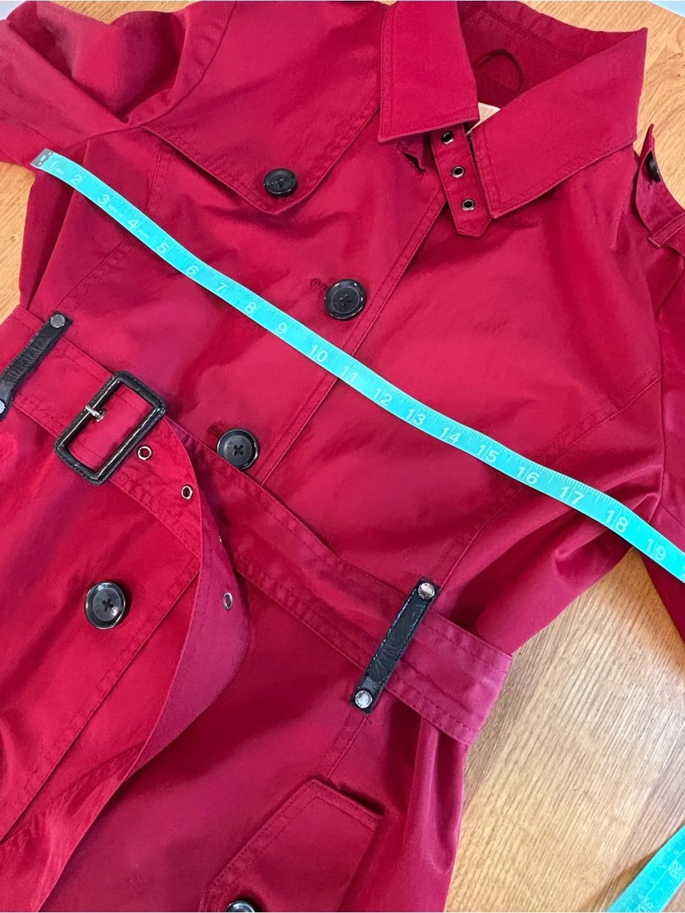 Michael Kors Women’s Red Trench Coat with Removable Hood & Liner | Medium